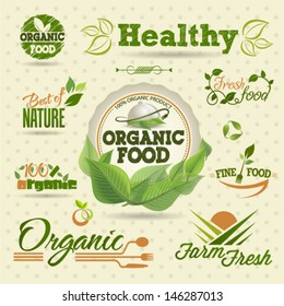 Organic Fresh vector Labels and  Elements set. Graphic Design Editable For Your Design.