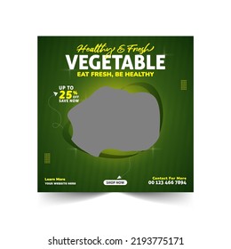 Organic fresh vegetable food social banner template with multiuse 