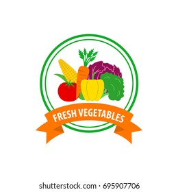 Organic Fresh Vegetables Logo Design Vector