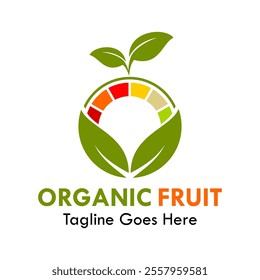 Organic fruit or organic farm design logo template illustration