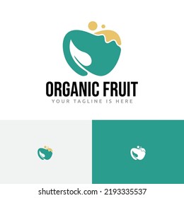 Organic Fruit Green Apple Food Drink Logo