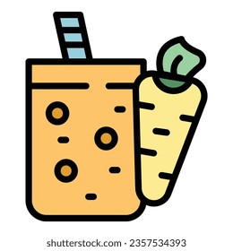 Vector de contorno de icono de fruta orgánica. Bebida fresca. Color de la etiqueta natural
