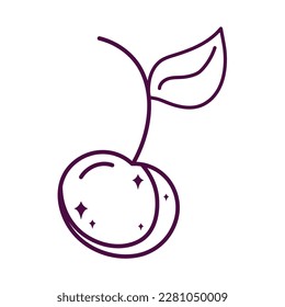Organisches Obst- und Blattdoodle-Symbol einzeln