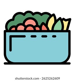 Organic fruit salad icon. Outline organic fruit salad vector icon color flat isolated