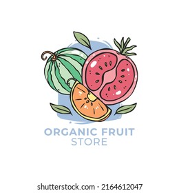 Vector de diseño del logotipo del almacén de frutas orgánico