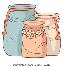 Organic fruit and vegetable on snack container isolated