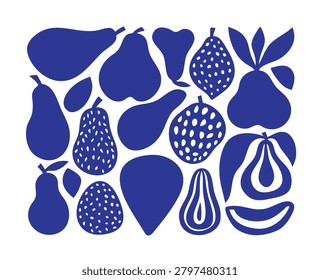 Organic Fruit and Vegetable Silhouette Collection – Botanical Food Vector Set