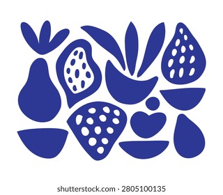 Organic Fruit and Vegetable Silhouette Collection – Botanical Food Vector Set