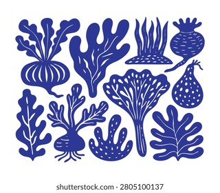 Organic Fruit and Vegetable Silhouette Collection – Botanical Food Vector Set