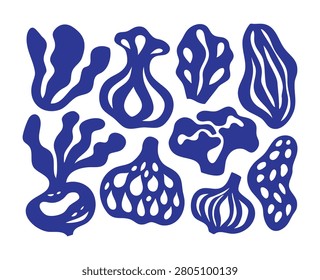 Organic Fruit and Vegetable Silhouette Collection – Botanical Food Vector Set