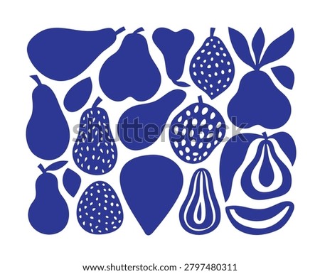 Organic Fruit and Vegetable Silhouette Collection – Botanical Food Vector Set