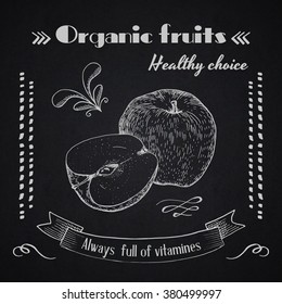 Organic fruits chalk stylish background