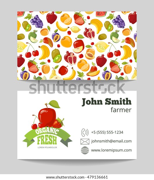 Organic Fruits Farmer Business Card Template Stock Vector (Royalty Free ...