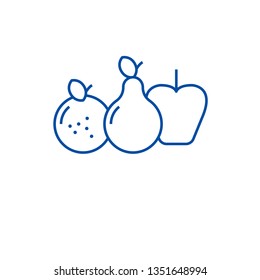 Organic fruits line icon concept. Organic fruits flat  vector symbol, sign, outline illustration.