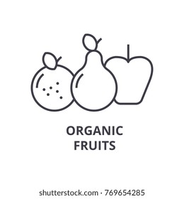 organic fruits line icon, outline sign, linear symbol, vector, flat illustration