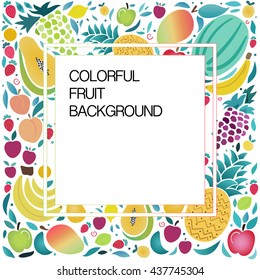Organic fruits template in vector . Healthy lifestyle or diet design element. Fruit illustration with space for text.