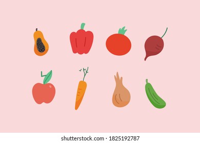 Organic fruits and vegetables template design vector illustration