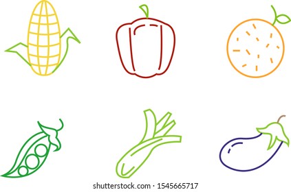 Organic fruits and vegetables template. Vector illustration, set of hand-painted vegetables and fruits. Healthy eating vector concept with flat images