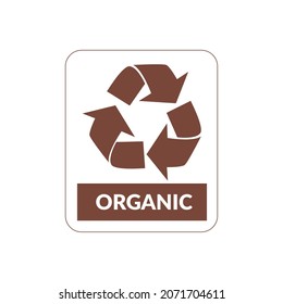 Organic garbage vector symbol, vector illustration, vector icon with organic name isolated on white background.