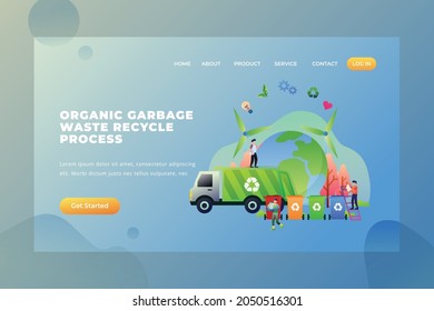 Organic Garbage Waste Recycle Process - Vector Landing Page