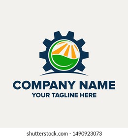 organic gear logo design vector