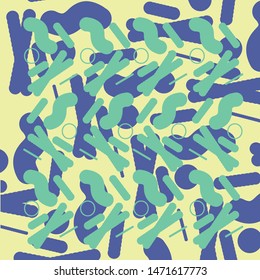 Organic geometric composition inspired by microscopy and camo. Minimal abstract square graphic design, backdrop, stylish vector for fashion textile, large format print, stationery. Pastel cool colors.