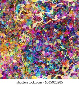Organic and geometric elements. Colorful seamless texture. Abstract vector background for web page, banners backdrop, fabric, home decor, wrapping