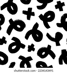Organic geometric seamless pattern with bold curved lines. Swirls and curly brush strokes. Biological grunge squiggles. Chaotic vector black and white decorative texture. Grunge circular lines.
