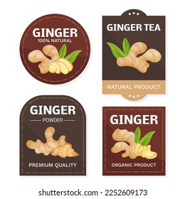 Organic Ginger Product Label Design with Root Vector Template