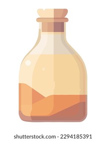 Organic glass bottle icon with fresh liquid isolated