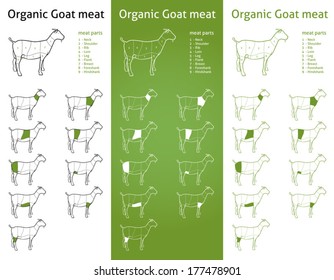 ORGANIC GOAT meat parts Icons for packaging and info-graphic 2