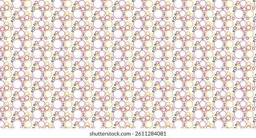 Organic Gradient Circles Pattern  Layered Red, Orange and Yellow Motif on White Background
