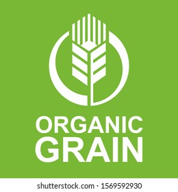 Organic grain logo. Stylized spikelet icon over text