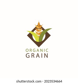 organic grain and rice logo vector