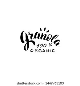 Organic granola typography logo design. Trendy lettering style text. Logotype for package, sticker, label. Vector eps 10.