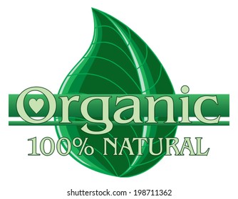 Organic Green Design With Leaf is an illustration of a design representing organic foods and farming with green leaf graphic.