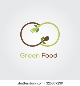 Organic green fresh and clean food. Vector illustration flat logo design.