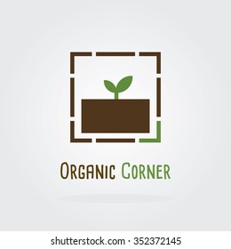 Organic green fresh and clean food. Vector illustration flat logo design.