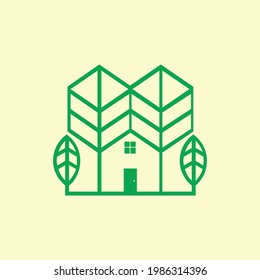 Organic Green House logo design template ,Home logo ,Home clean logo , Vector illustration