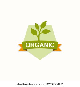 organic green leaf label vector logo