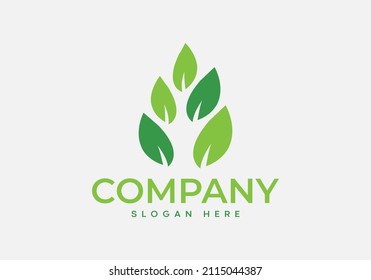 Organic Green Leaf Logo Design