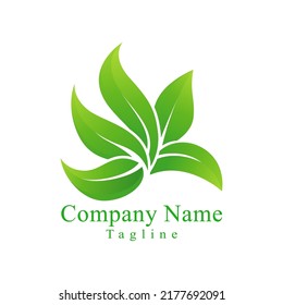 Diseño de vectores con logotipo de hoja verde para medicamentos o logotipo de la empresa. Con estilo de degradado