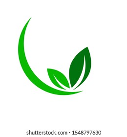 organic green leaf natural logo vector logo