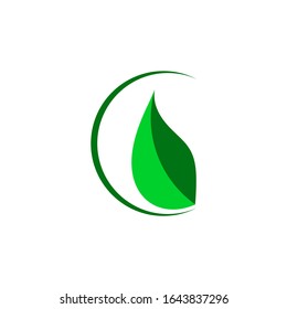 organic green leaf natural logo vector logo
