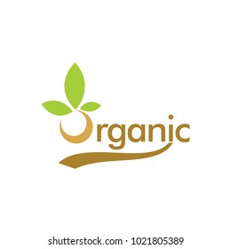 organic green leaf text logo