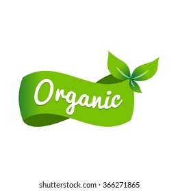 Organic Green Natural Ecology logo icon Label, Isolated in White background