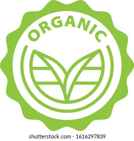 
organic green outline icon badge