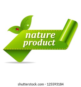Organic Green Tags With Gradient Mesh, Isolated On White Background, Vector Illustration
