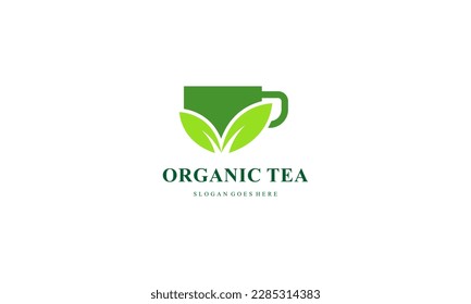 Organic green tea logo vector