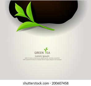 organic green tea and rock background